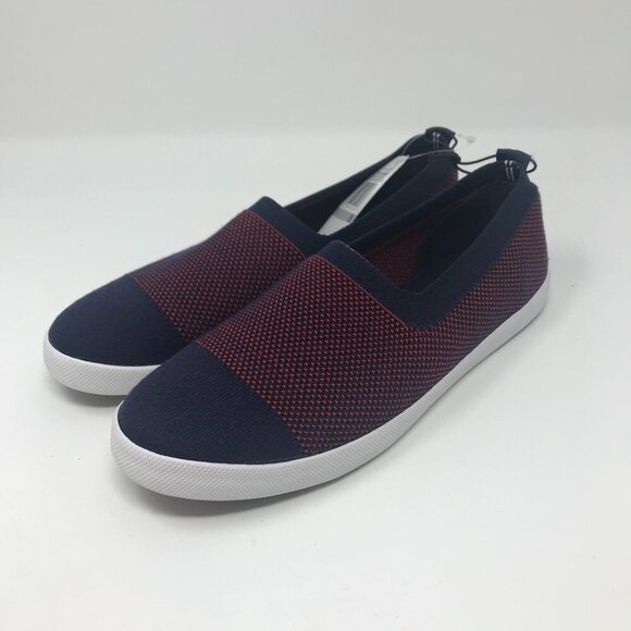 Womens Nautica Navy Blue Red Nautical Knit Slip On Sailing Boat Shoes Size 8 - Picture 1 of 9